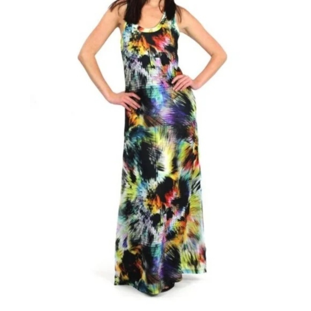 Ted Baker Multicolor Tie Dye Maxi Dress Size 1 US 4 Vibrant Statement